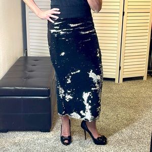 Hotel Particulier Maxi Sequin Skirt Black Silver Size Small/Medium